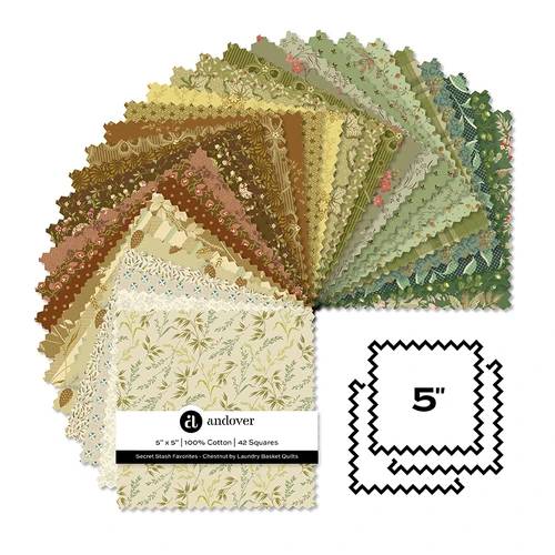 Secret Stash Favorites - Chestnut 5" Square - 42 Cuts