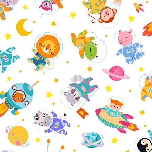 Space Buddies Tossed - White